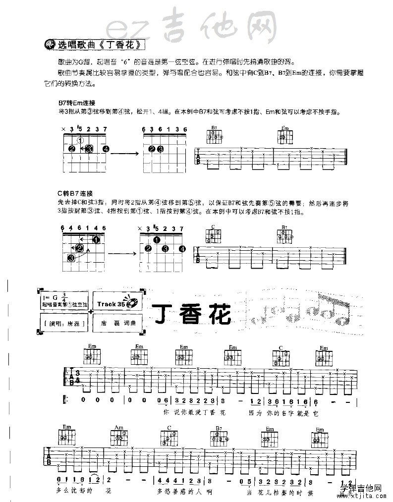 丁香花简单吉他谱