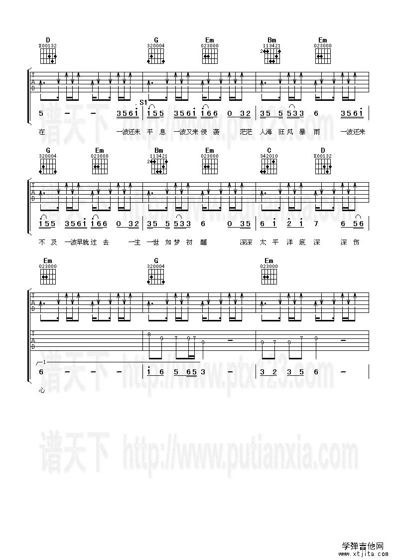伤心太平洋吉他谱